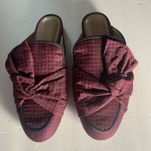 A New Day checkered vegan Mule slides flat shoes with bow. 7.5